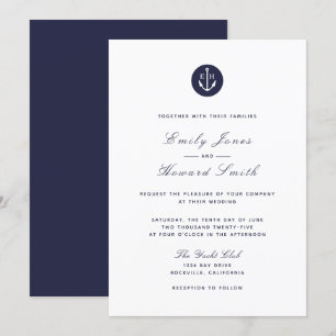 Navy Blue Anchor - Families Wedding Invitations