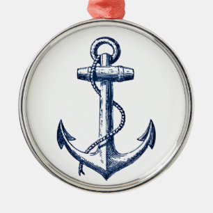 Navy Blue Anchor Metal Tree Decoration