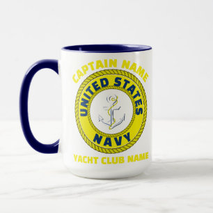 Navy blue Anchor nautical captain sailing summer Mug