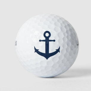 Navy Blue Anchor Nautical Golf Balls