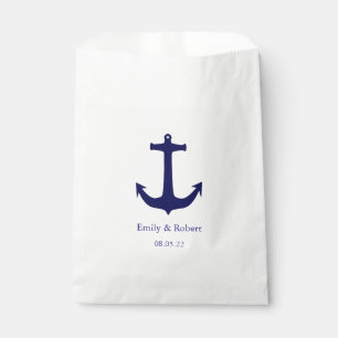 Navy Blue Anchor Nautical Wedding Favour Bags