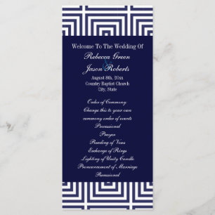 Navy Blue anchor nautical wedding programs Programme