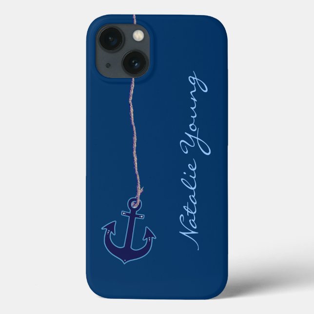 navy blue anchor personalised Case-Mate iPhone case (Back)