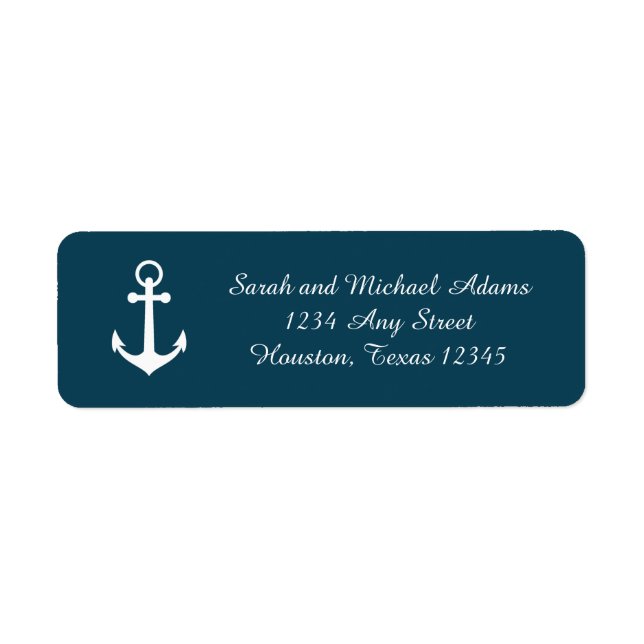 Navy Blue Anchor Return Address Label (Front)