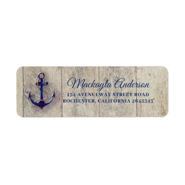 Navy Blue Anchor Rustic Driftwood Nautical (Front)