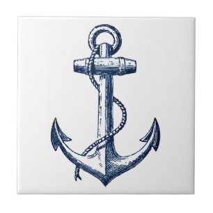 Navy Blue Anchor Tile