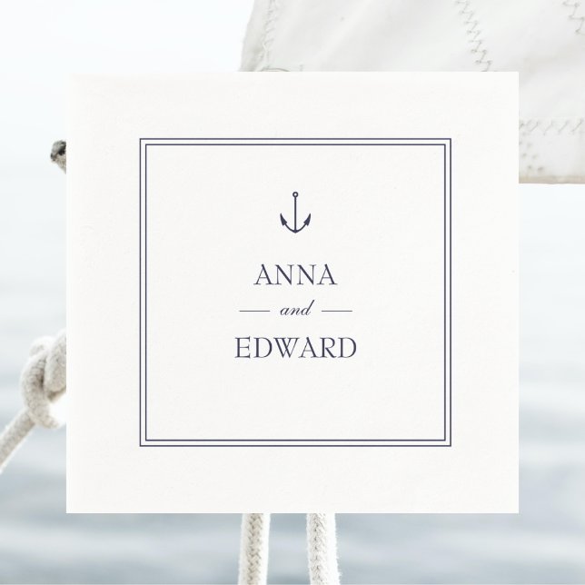 Navy Blue Anchor Wedding Paper Napkins (Creator Uploaded)