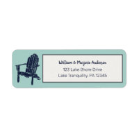 Navy Blue and Aqua Adirondack Chair Return Address