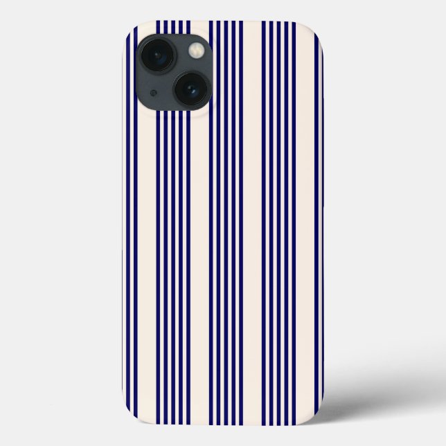Navy blue and beige five stripes pattern Case-Mate iPhone case (Back)