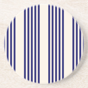 Navy blue and beige five stripes pattern coaster