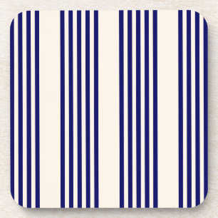 Navy blue and beige five stripes pattern coaster