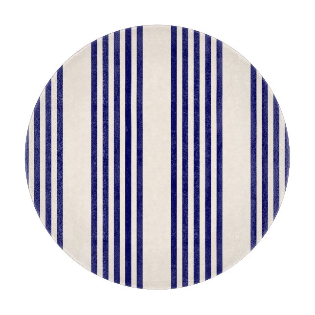 Navy blue and beige five stripes pattern cutting board (Front)