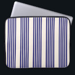 Navy blue and beige five stripes pattern laptop sleeve<br><div class="desc">Navy blue and beige five stripes pattern</div>