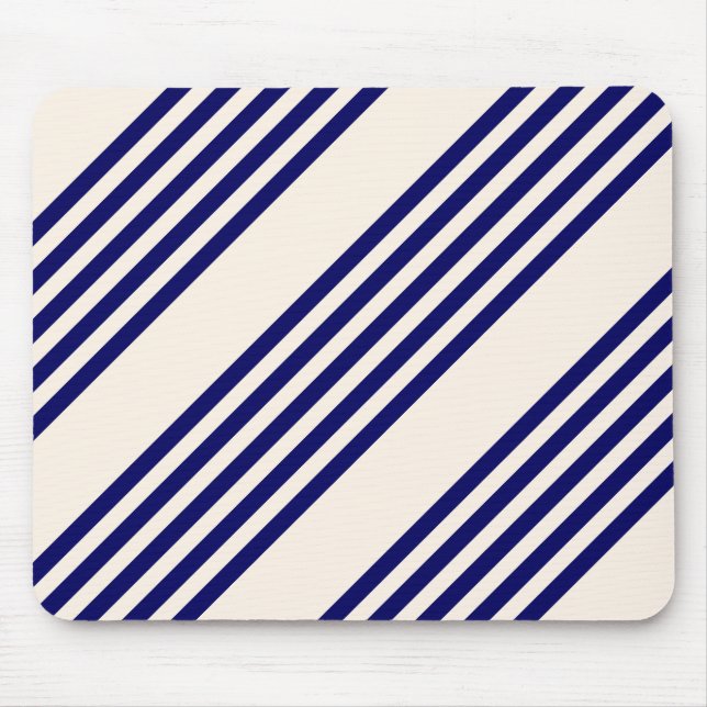 Navy blue and beige five stripes pattern mouse mat (Front)