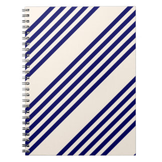 Navy blue and beige five stripes pattern notebook