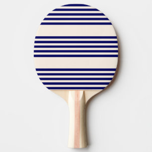 Navy blue and beige five stripes pattern ping pong paddle