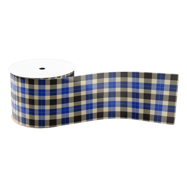 Navy Blue and Black Tartan Plaid Ribbon Grosgrain Ribbon (Spool)