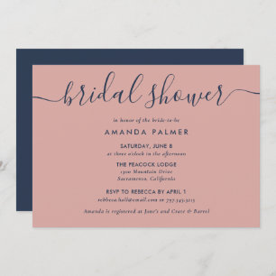 Navy Blue and Blush Bridal Shower Invitation