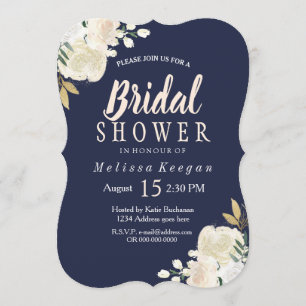 Navy Blue and Blush Bridal Shower Invitations