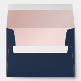 Navy Blue and Blush Modern Wedding Return Address Envelope