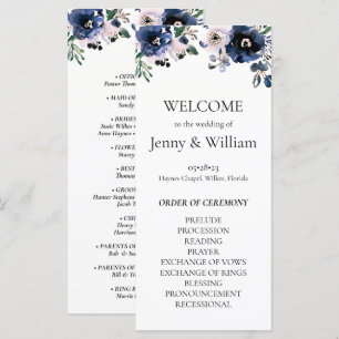 Navy Blue and Blush Pink Elegant Floral Wedding