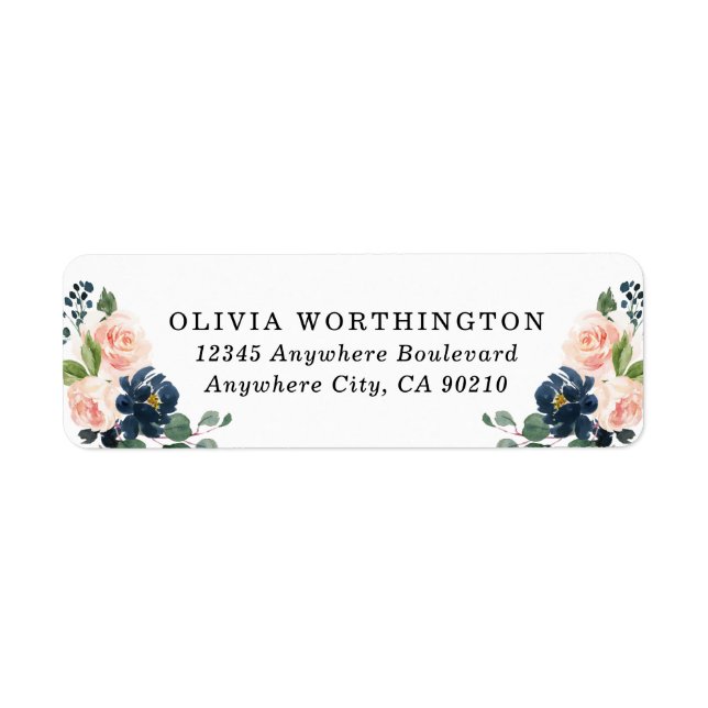 Navy Blue and Blush Pink Floral Country Wedding (Front)