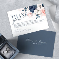 Navy Blue and Blush Pink Floral Wedding Thank you