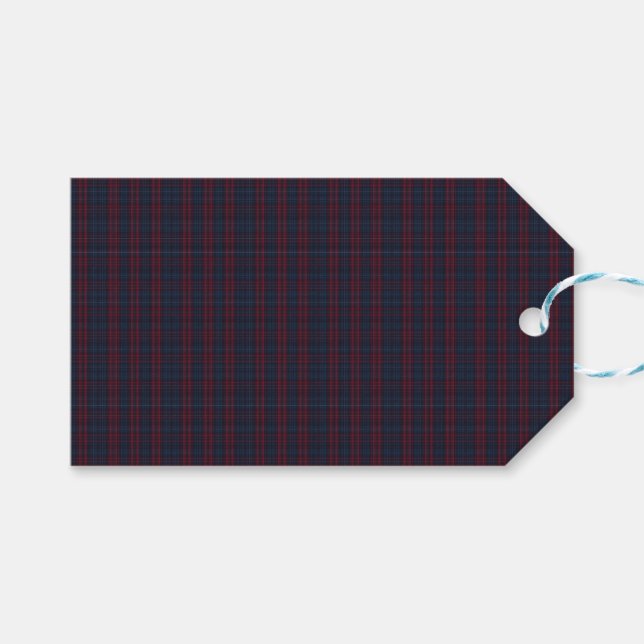 Navy Blue and Burgundy Plaid Gift Tag (Front (Horizontal))