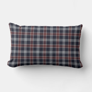Navy Blue and Burgundy Plaid Square Pillow