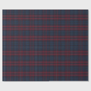 Navy Blue and Burgundy Plaid Wrapping Paper