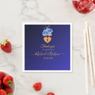 Navy Blue and Burnt Orange Wedding Napkin