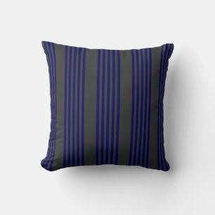 Navy blue and charcoal five stripes pattern cushion