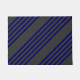 Navy blue and charcoal five stripes pattern doormat