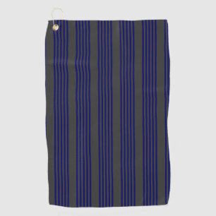 Navy blue and charcoal five stripes pattern golf towel