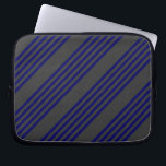 Navy blue and charcoal five stripes pattern laptop sleeve<br><div class="desc">Navy blue and charcoal five stripes pattern</div>