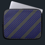 Navy blue and charcoal five stripes pattern laptop sleeve<br><div class="desc">Navy blue and charcoal five stripes pattern</div>