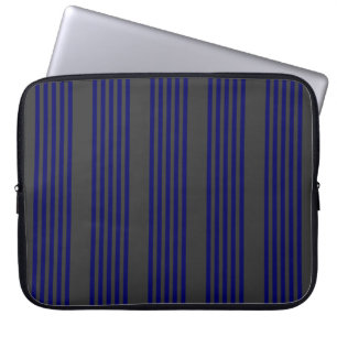 Navy blue and charcoal five stripes pattern laptop sleeve