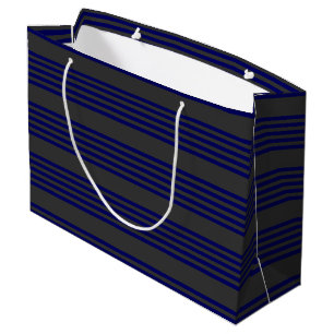 Navy blue and charcoal five stripes pattern large gift bag