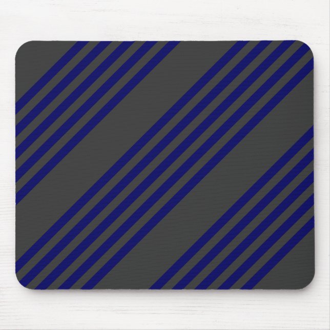 Navy blue and charcoal five stripes pattern mouse mat (Front)