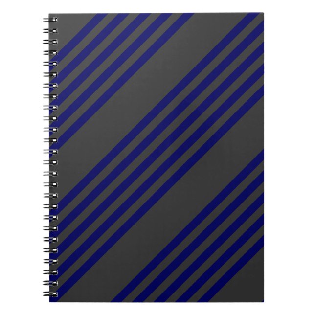 Navy blue and charcoal five stripes pattern notebook (Front)