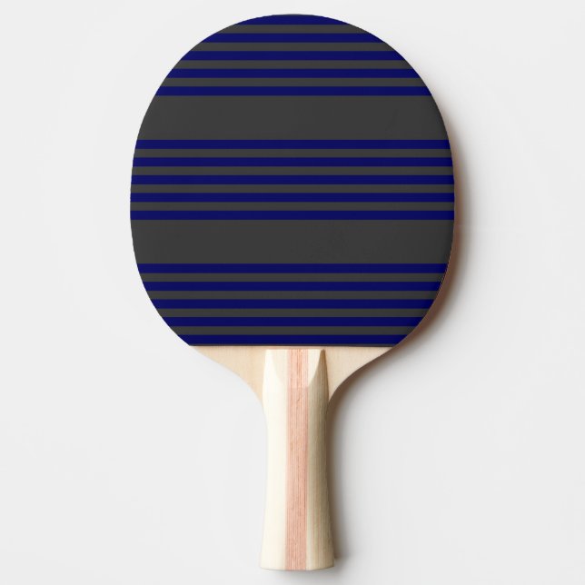 Navy blue and charcoal five stripes pattern ping pong paddle (Front)