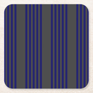 Navy blue and charcoal five stripes pattern square paper coaster