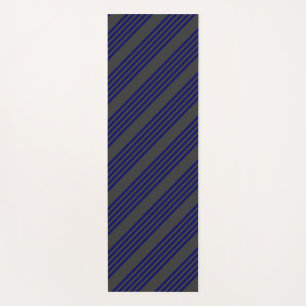 Navy blue and charcoal five stripes pattern yoga mat