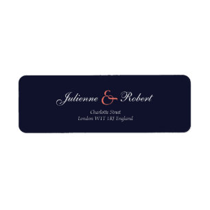 Navy Blue and Coral Wedding Return Address Labels