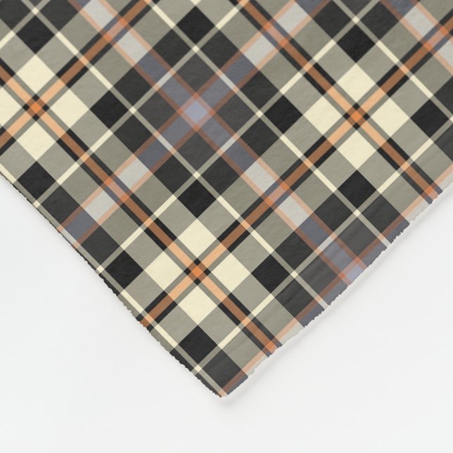 Navy Blue and Cream Rustic Plaid Fleece Blanket (Corner)