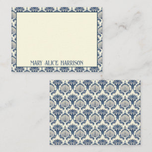 Navy Blue and Cream Seashell Pattern  Card