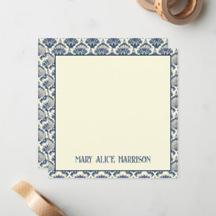 Navy Blue and Cream Seashell Pattern Card