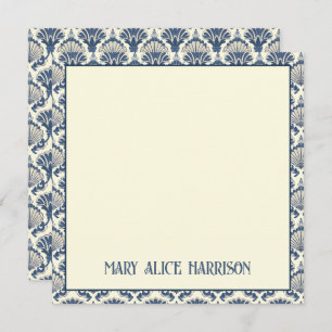 Navy Blue and Cream Seashell Pattern  Card