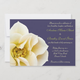 Navy Blue and Cream Wildrose Wedding Invitation