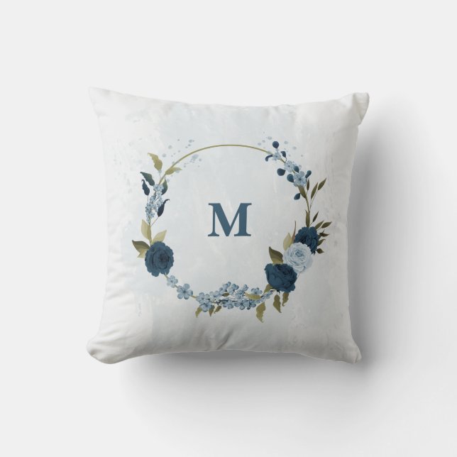 navy blue and dusty blue cushion (Front)